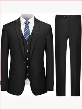 Men's Slim Fit 3 Piece Suit Set Jacket Vest Pants Tie Tuxedo